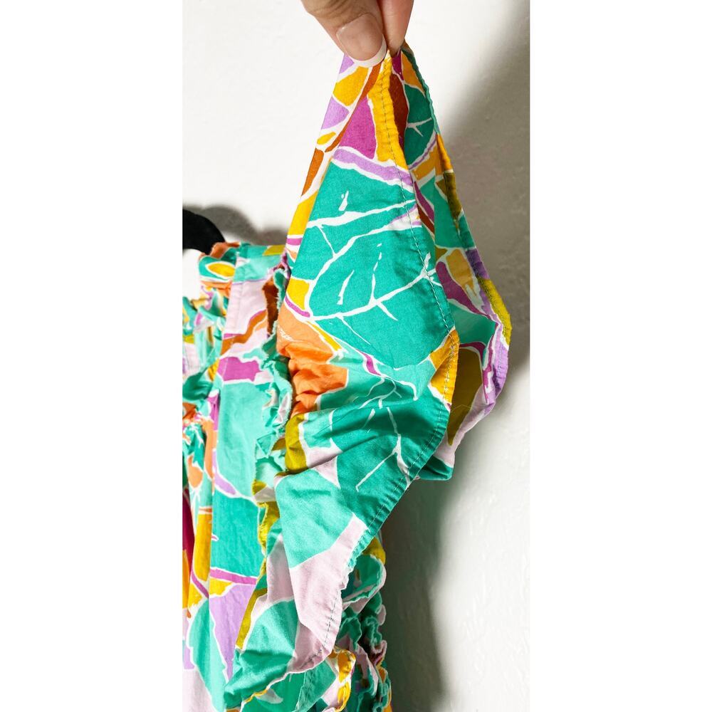 House of Harlow 1960 Women's Tired Ruffle Mini Dress Coltraihe Green Tropical - Picture 6 of 11